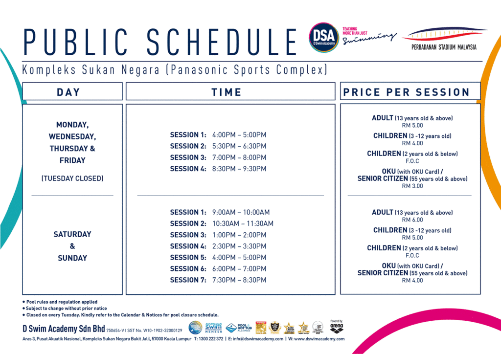 Panasonic Sports Complex timetable