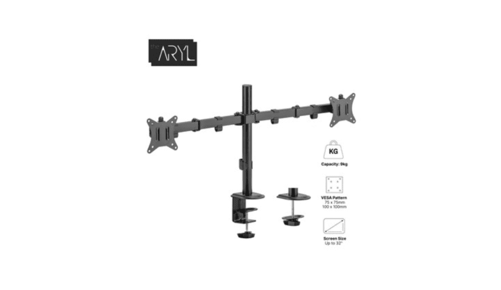 the Aryl™ Dual LCD Monitor Desk Mount Stand